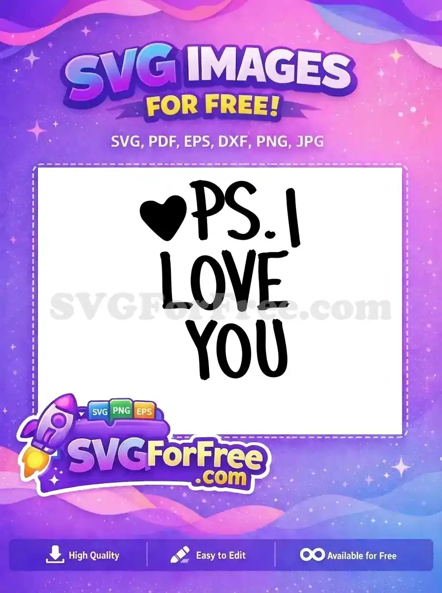 Free Heart Outline Free PS I Love You Design Free SVG