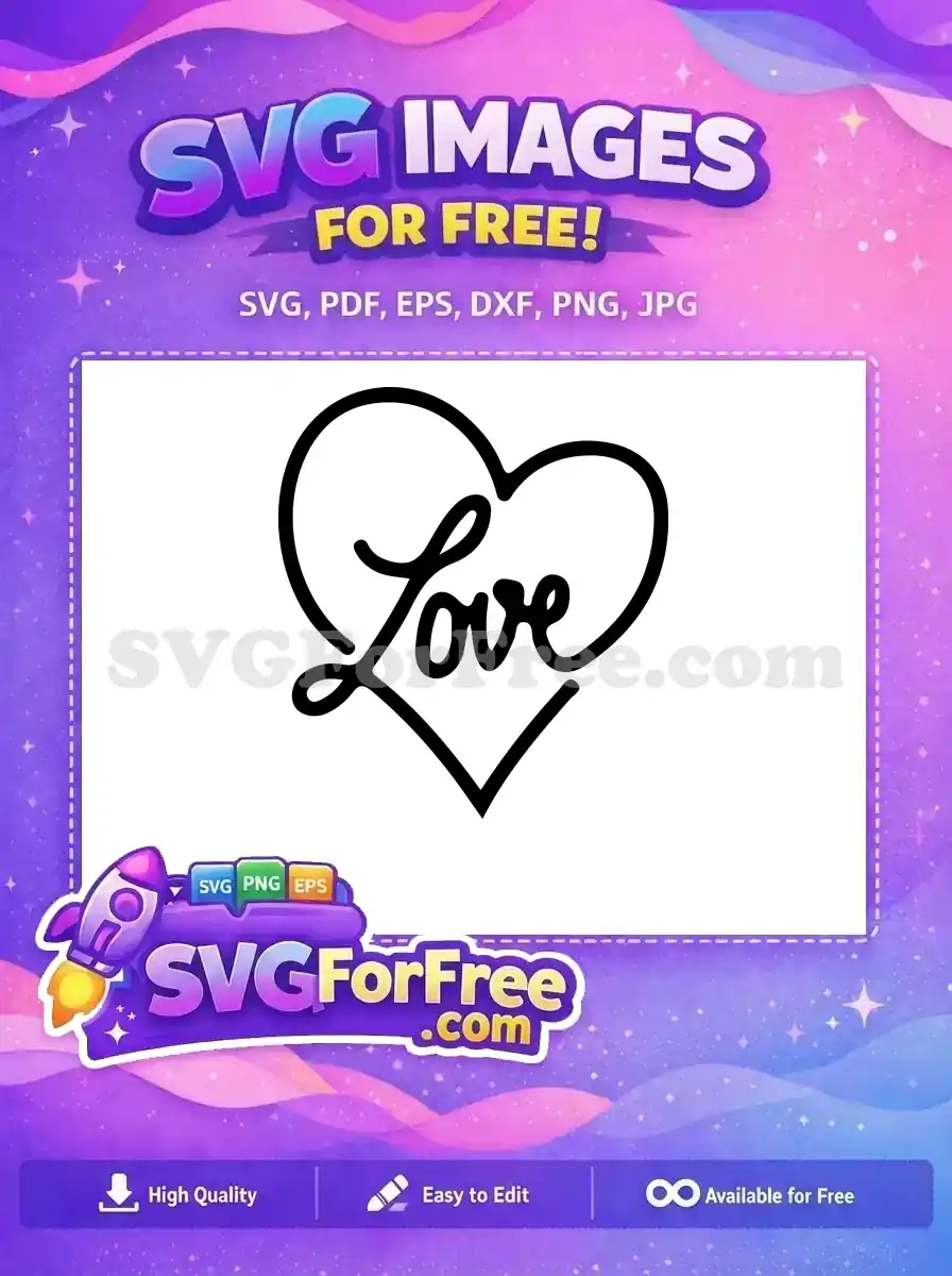 Free Heart Outline Free Love Cursive Valentine Free SVG