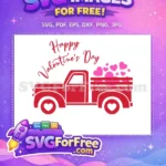 Free Red Truck Free Pink Hearts Valentine's Day Free SVG - Instant Download