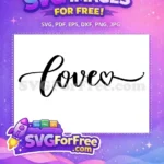 Free Cursive Love Free Heart Detail Valentine Free SVG - Instant Download