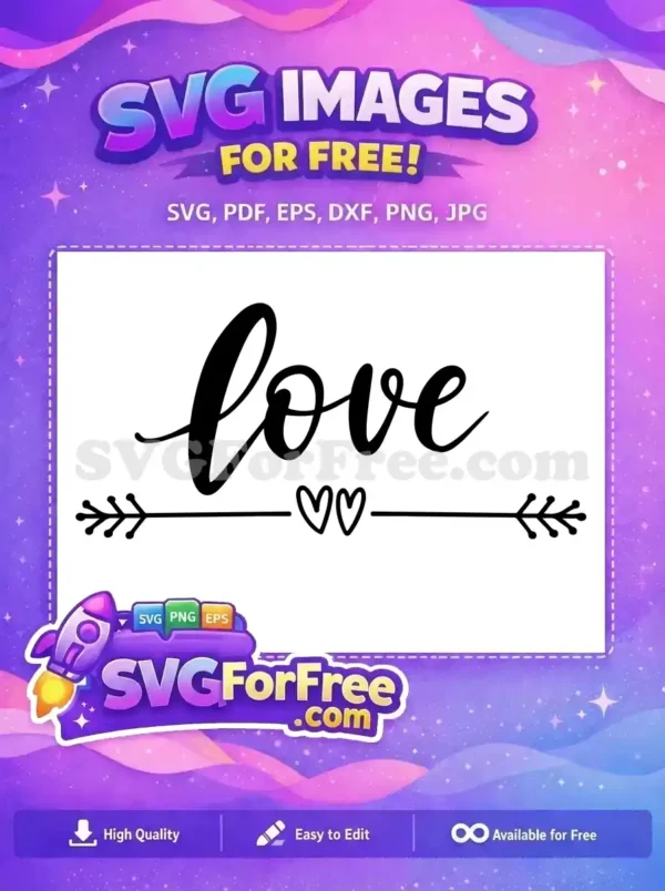 Free Cursive Love Free Arrow Hearts Love Free SVG