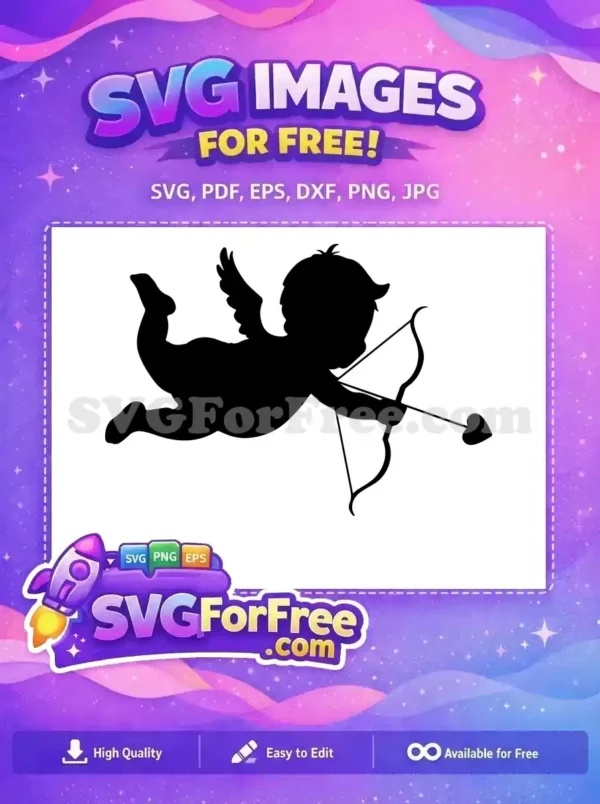 Free Flying Cupid Silhouette Free Heart Arrow Valentine Free SVG