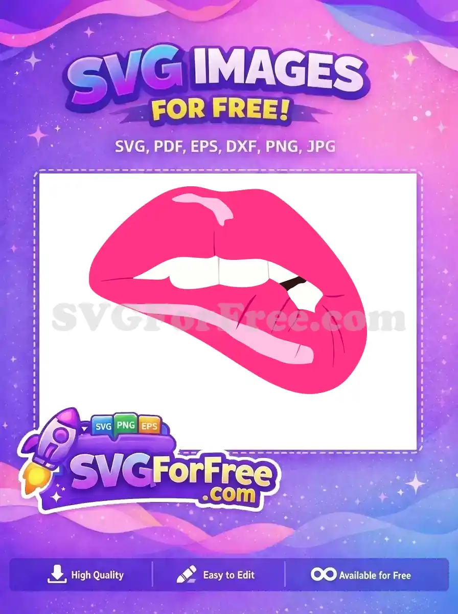 Free Biting Lip Free Pink Lips Love Free SVG 3