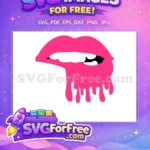 Free Dripping Pink Lips Free Glossy Love Free SVG - Instant Download