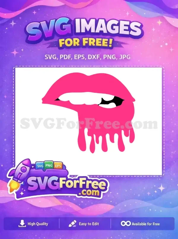 Free Dripping Pink Lips Free Glossy Love Free SVG