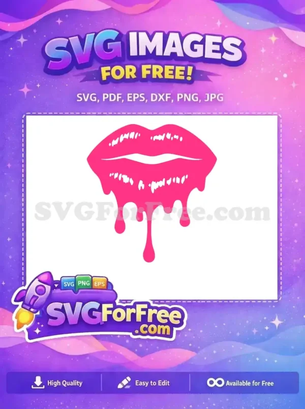 Free Dripping Glossy Lips Free Hot Pink Love Free SVG