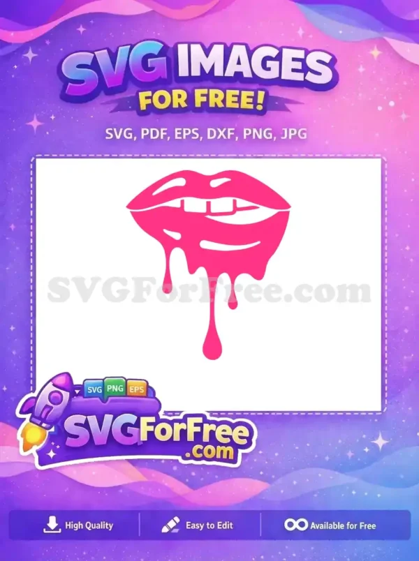 Free Dripping Pink Lips Free Love SVG Design Free SVG