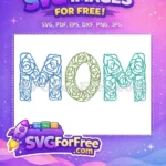 Free Floral Letter Mom Free Green Blue Roses Free SVG - Instant Download