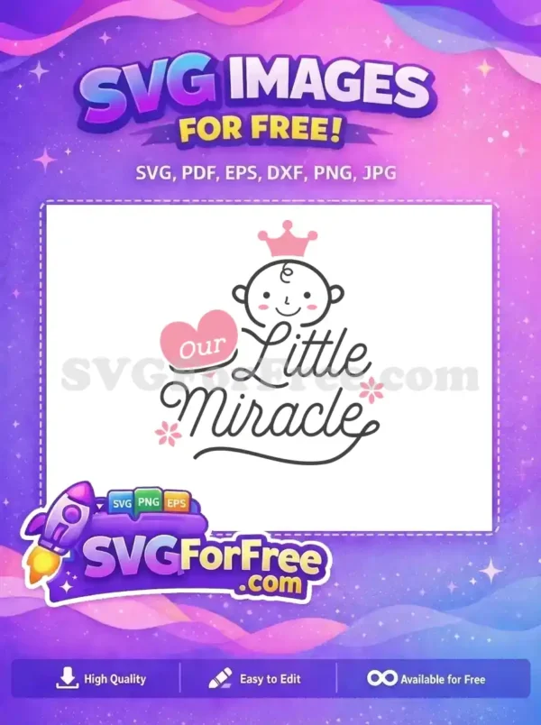 Free Pink Crown Free Heart Our Miracle Free SVG
