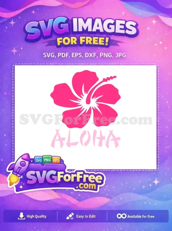 Free Pink Hibiscus Free Aloha Text Summer Free SVG Free Pink Hibiscus Free Aloha Text Summer Free SVG