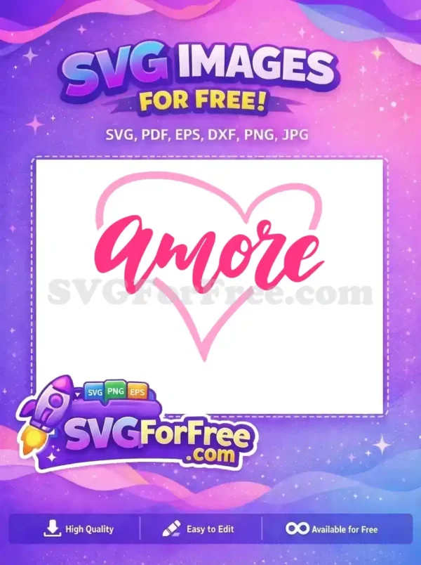 Free Amore Script Free Pink Heart Design Free SVG