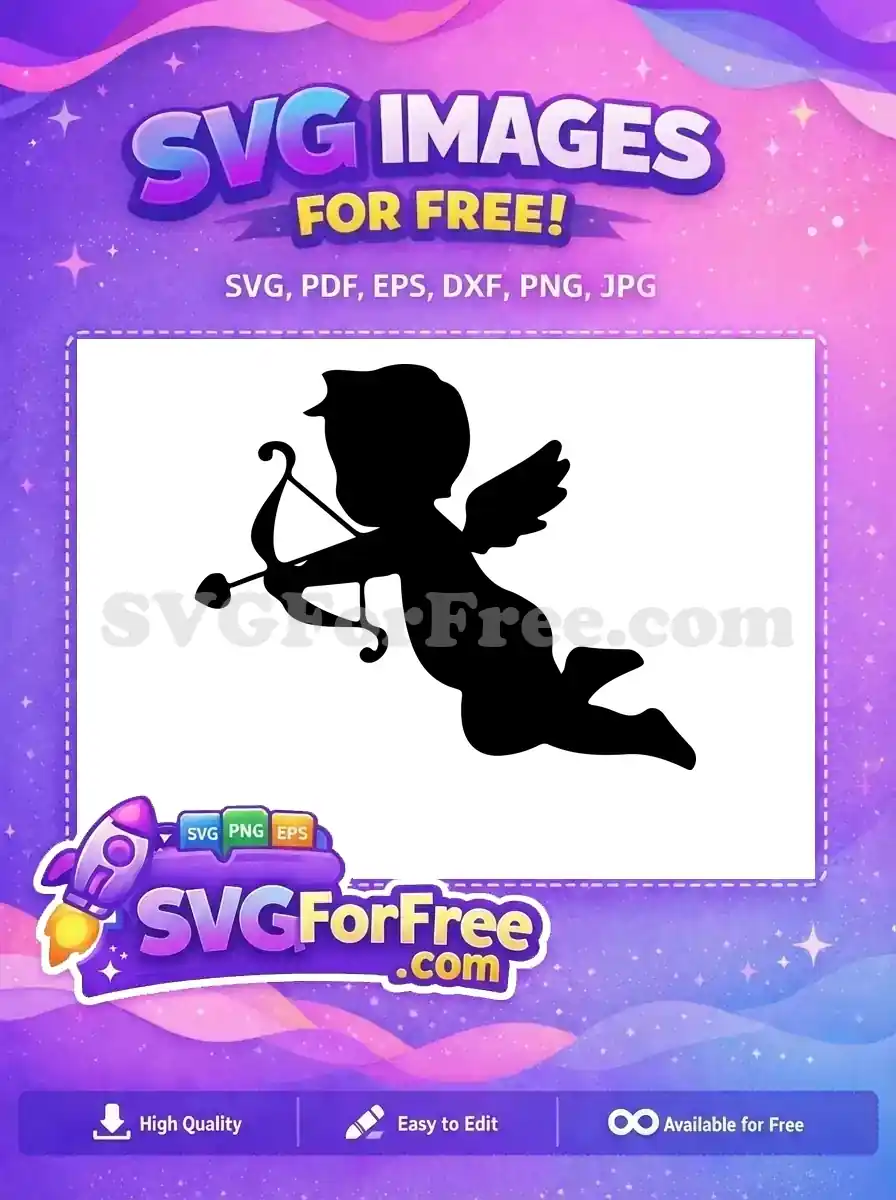 Free Flying Cupid Free Heart Arrow Valentines Free SVG