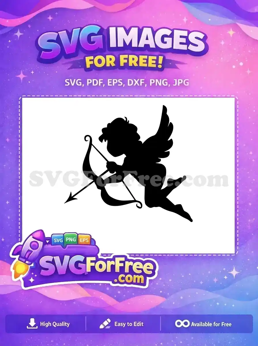 Free Cupid Silhouette Free Flying Angel Arrow Love Free SVG