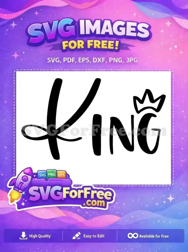 Free Calligraphy King Free Crown Love Pink Free SVG
