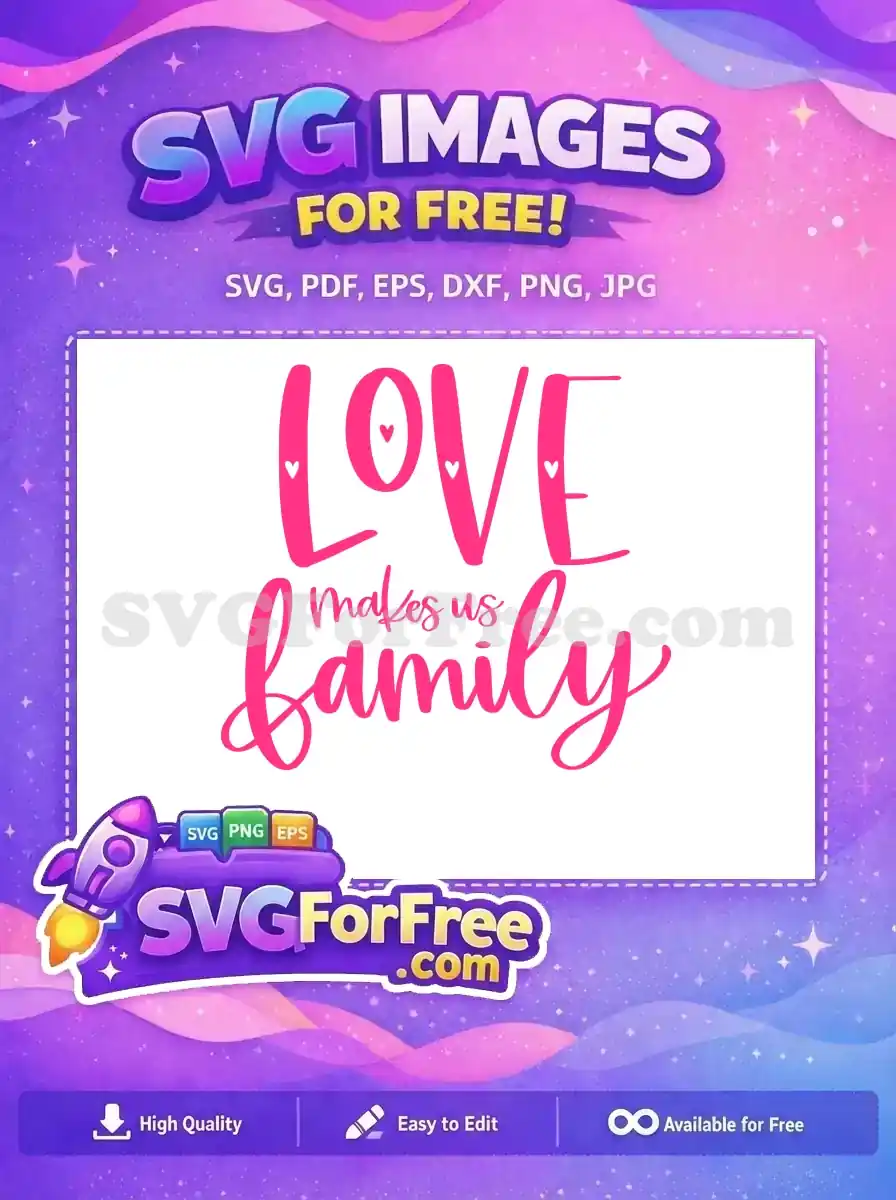 Free Love Heart Free Pink Family Text Free SVG