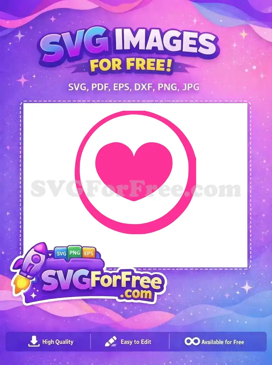 Free Simple Pink Heart Free Love Circle Valentine Free SVG
