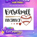 Free Baseball Mama Free Love Pink Baseball Free SVG - Instant Download