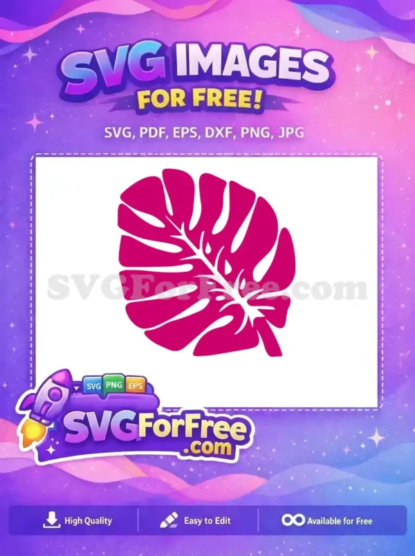 Free Split Leaf Free Pink Monstera Plant Art Free SVG