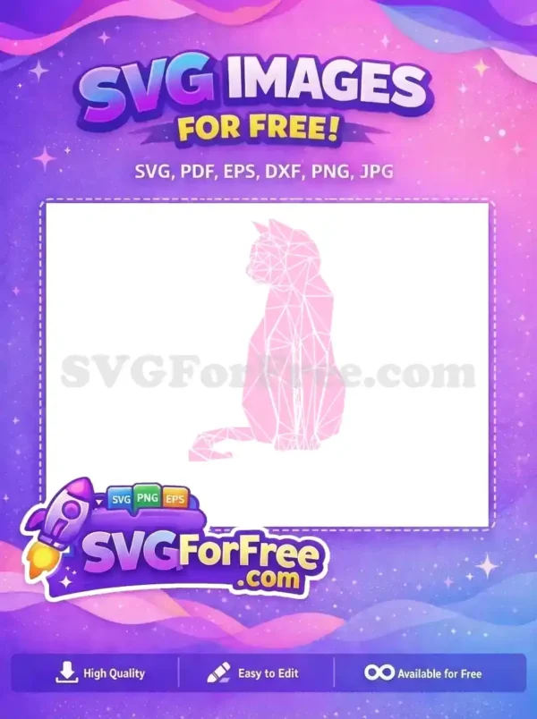 Free Geometric Sitting Cat Free Love Pink Design Free SVG Free Geometric Sitting Cat Free Love Pink Design Free SVG