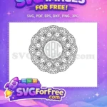 Free Black Floral Mandala Free Monogram Circle Love Free SVG - Instant Download