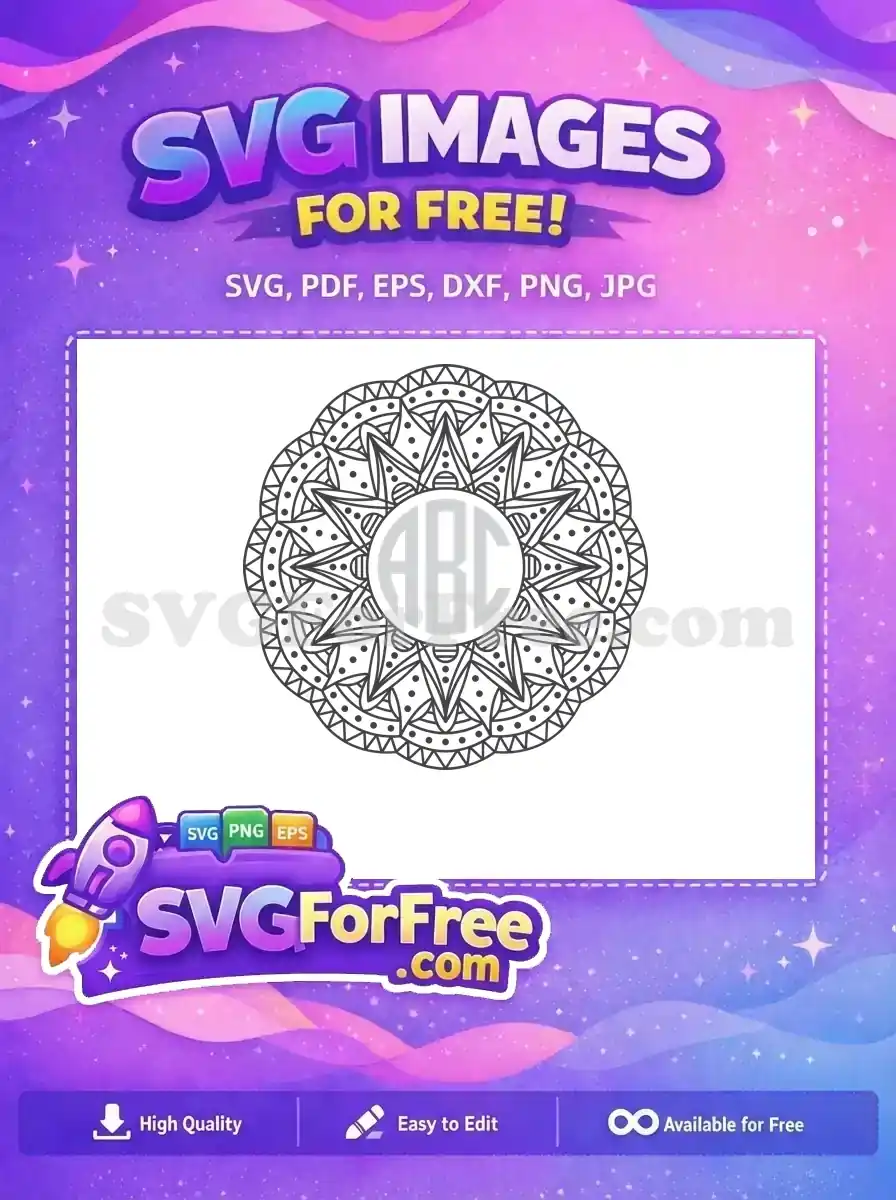 Free Black Floral Mandala Free Monogram Circle Love Free SVG