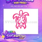 Free Pink Turtle Silhouette Free Hibiscus Flower Love Design Free SVG - Instant Download