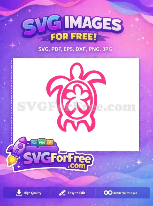 Free Pink Turtle Silhouette Free Hibiscus Flower Love Design Free SVG