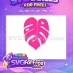Free Pink Monstera Leaf Free Heart Shape Valentine Free SVG - Instant Download