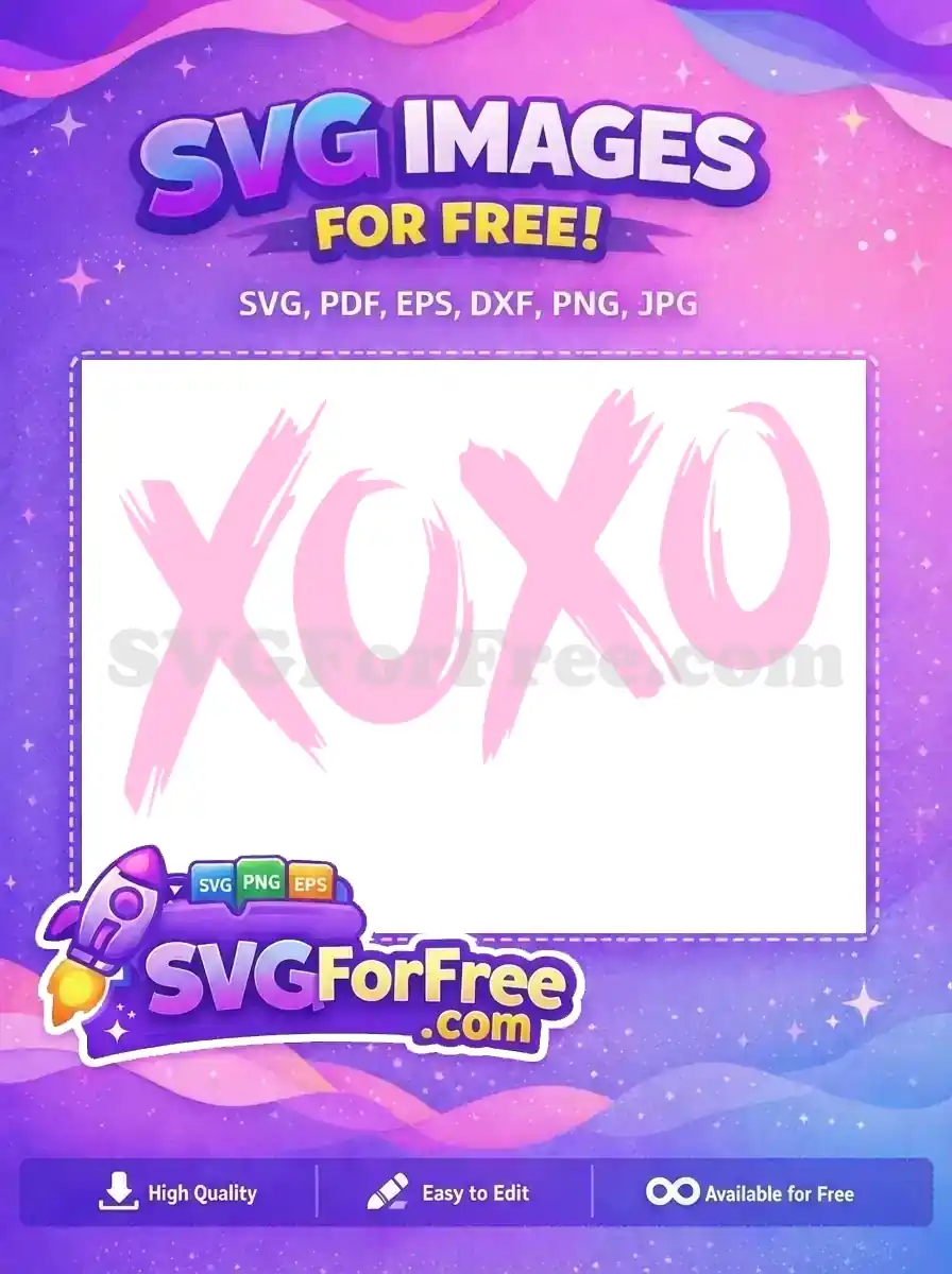 Free Brushstroke XOXO Free Love Pink Design Free SVG