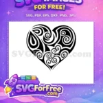 Free Swirling Black Design Free Love Pink Heart Free SVG - Instant Download