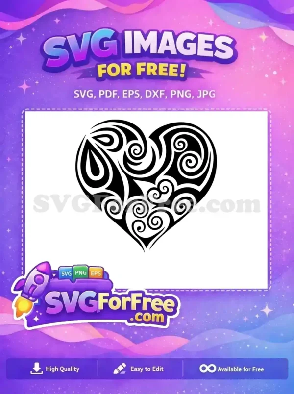 Free Swirling Black Design Free Love Pink Heart Free SVG