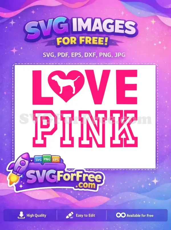 Free Pink Dog Heart Free Love Pink Brand Free SVG