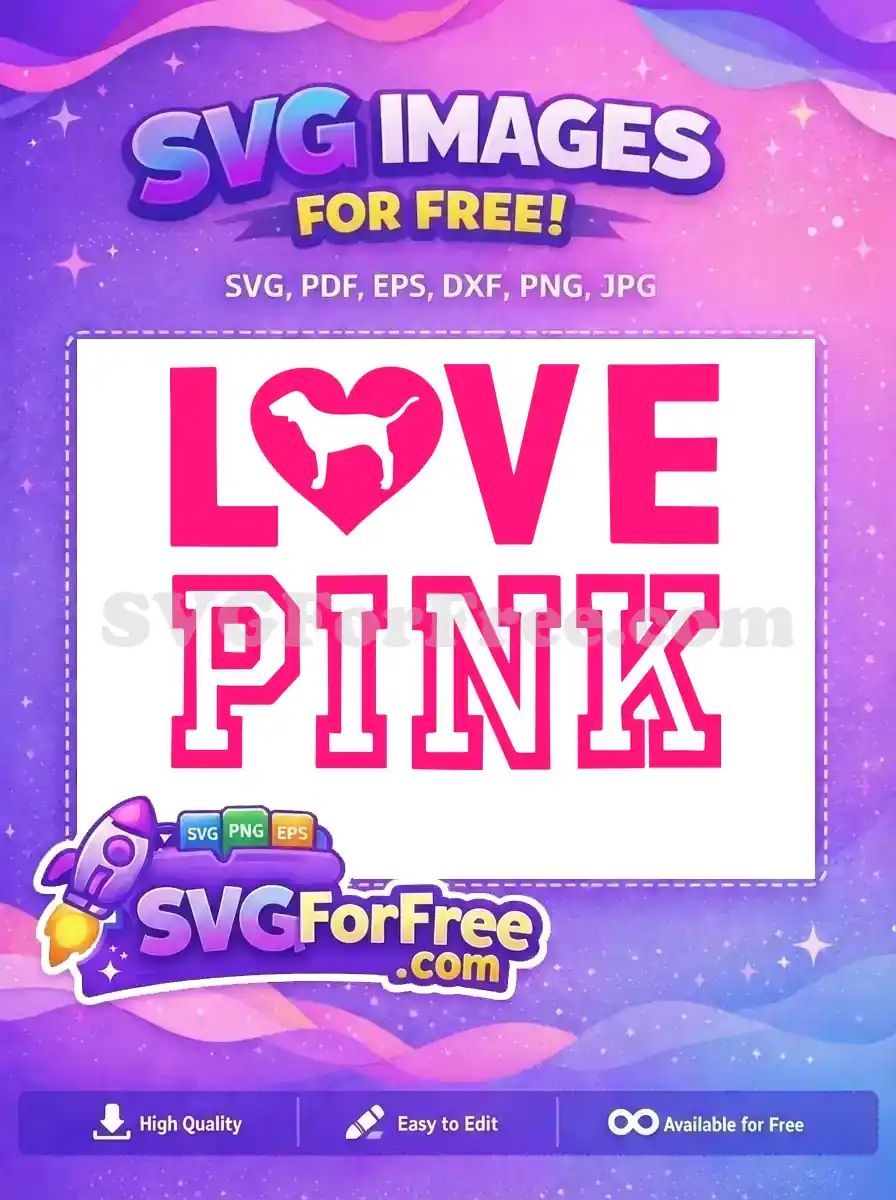Free Pink Dog Heart Free Love Pink Brand Free SVG