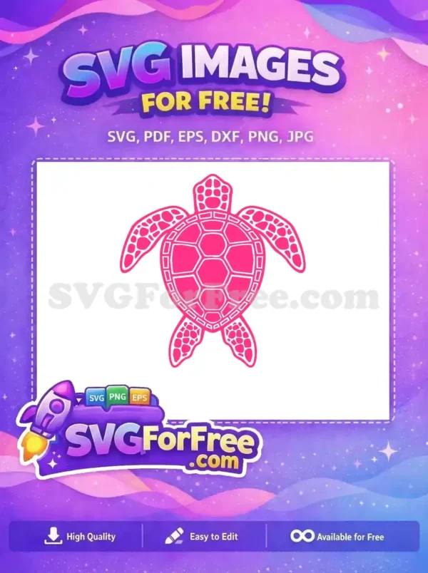 Free Pink Sea Turtle Free Geometric Shell Love Free SVG