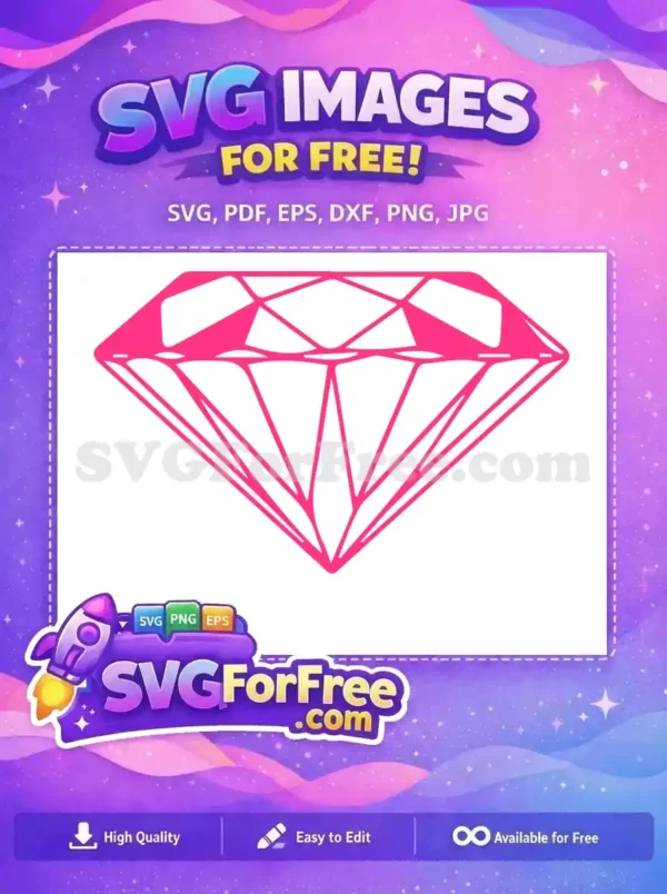 Free Simple Pink Jewel Free Diamond Shape Love Free SVG