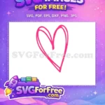 Free Cute Pink Heart Free Love Design Valentine Free SVG - Instant Download