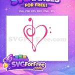 Free Heart Treble Clef Free Pink Love Valentines Free SVG - Instant Download