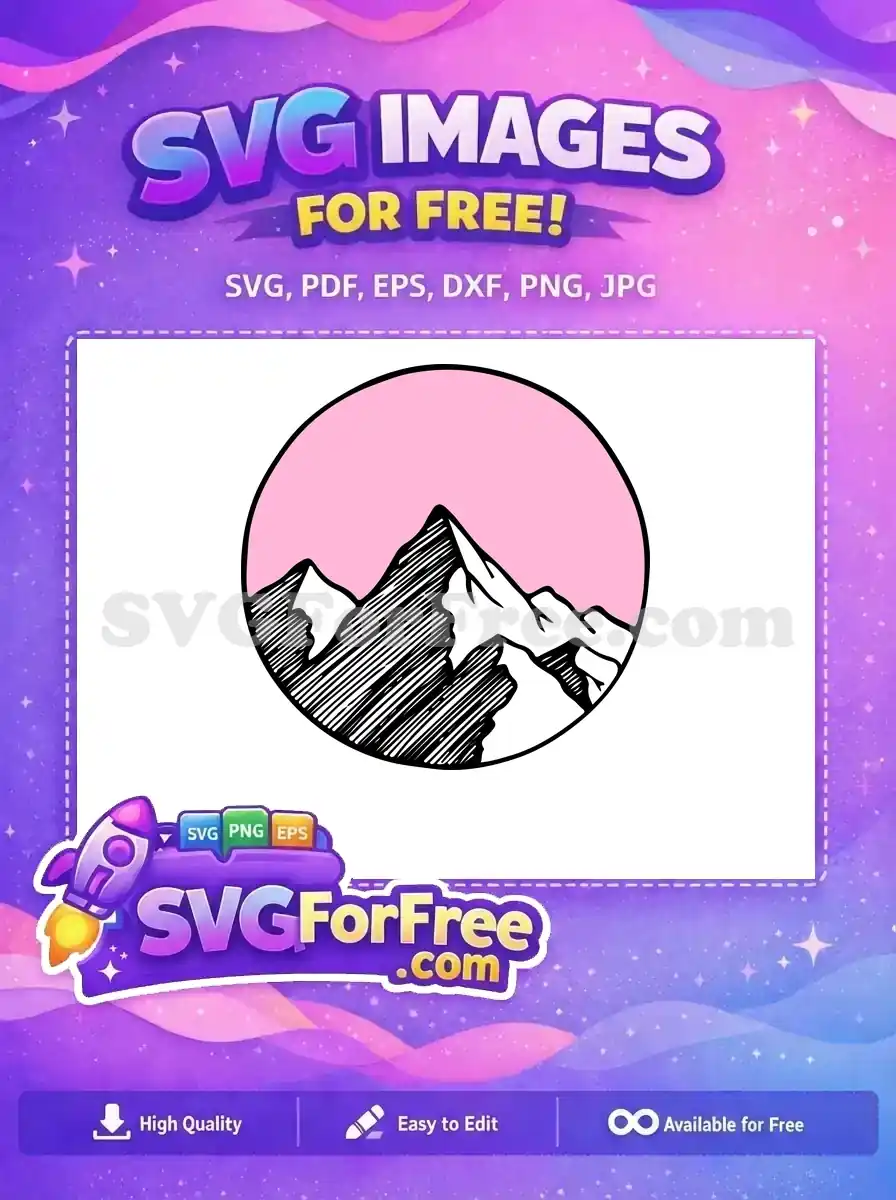 Free Mountain Peak Free Snowy Tops Love Pink Free SVG