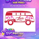 Free Red Van Free Pink Hearts Love Free SVG - Instant Download