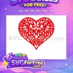 Free Intricate Red Heart Free Swirl Pattern Love Free SVG - Instant Download