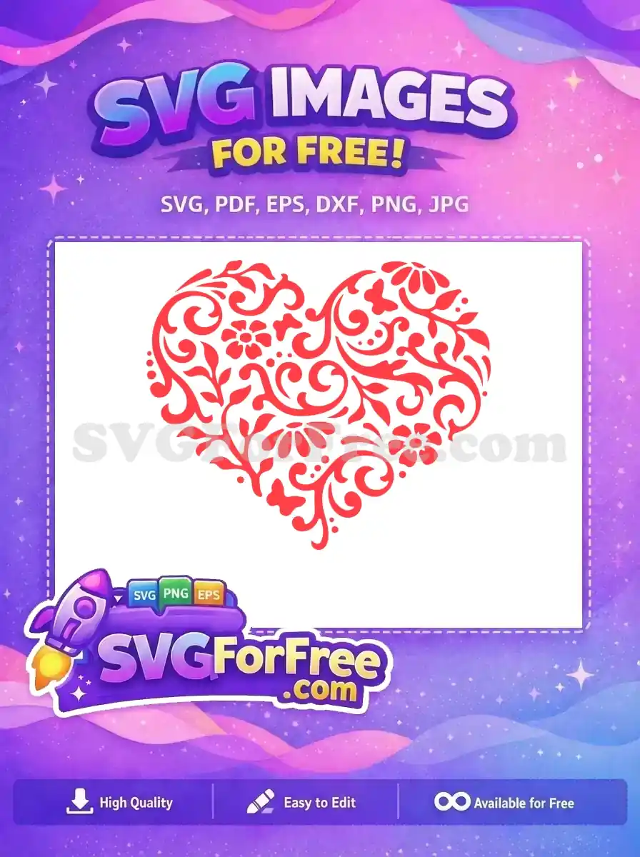 Free Floral Heart Free Love Pink Valentine Free SVG