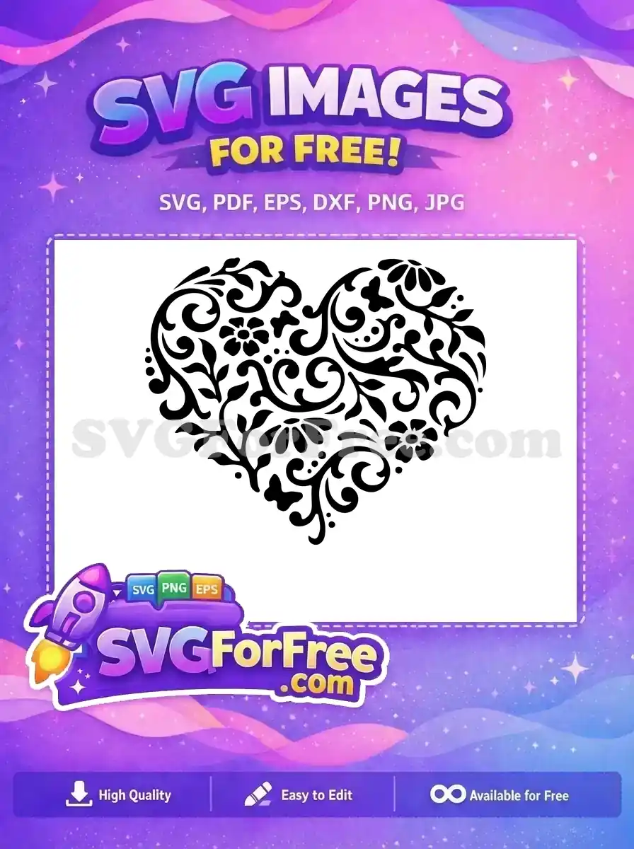 Free Floral Heart Swirls Free Butterfly Accents Love Free SVG