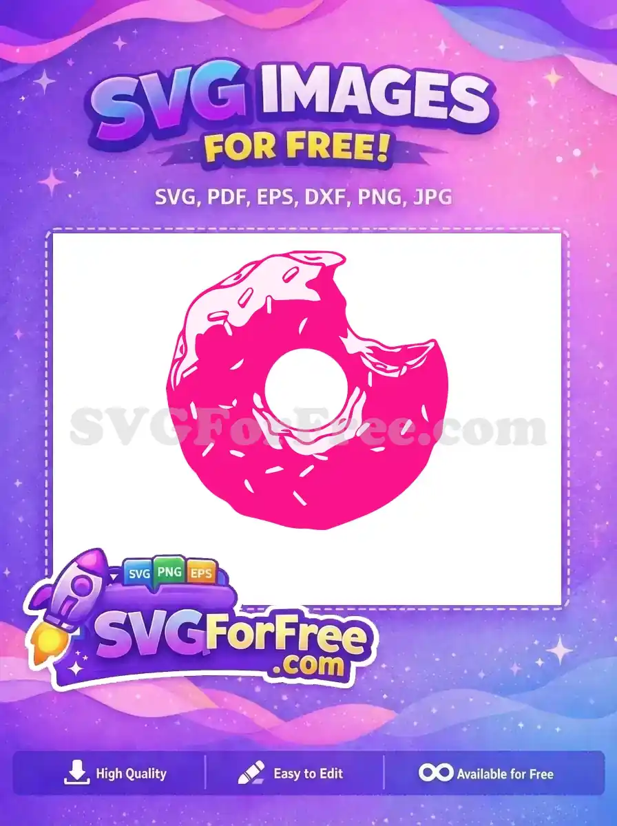 Free Pink Donut Bite Free Sprinkles Food Free SVG
