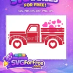 Free Red Truck Free Pink Hearts Valentine Free SVG 2 - Instant Download