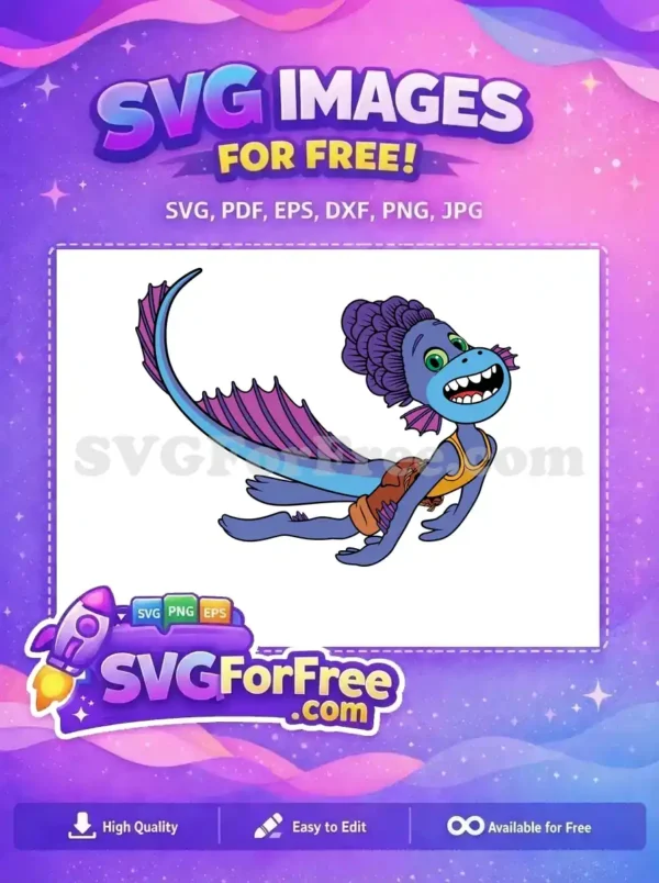 Free Smiling Luca Free Purple Fins Luca Movie Free SVG