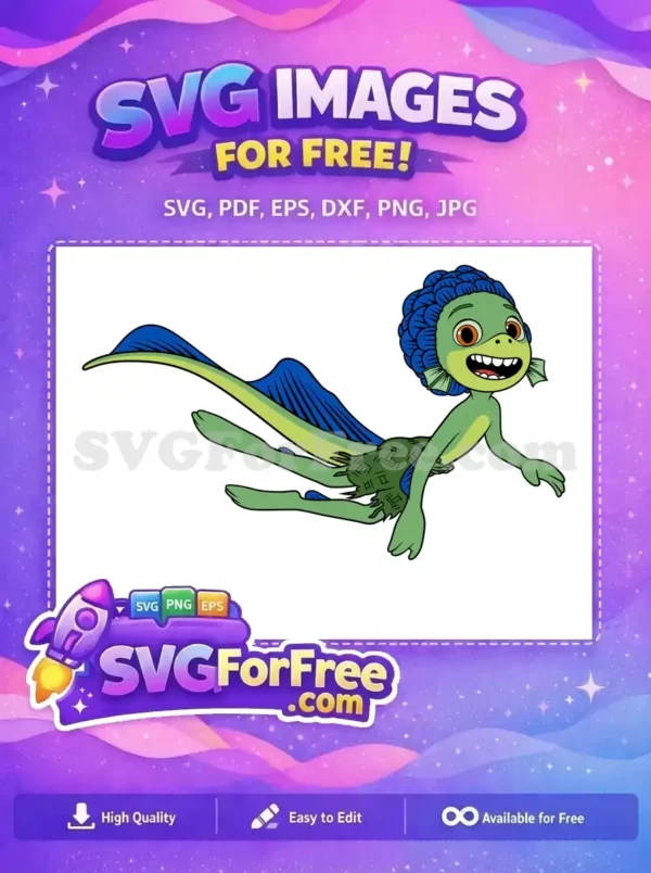 Free Smiling Luca Free Blue Hair Luca Movie Free SVG