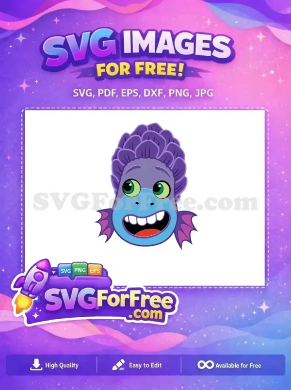 Free Goofy Smile Free Purple Hair Luca Movie Free SVG