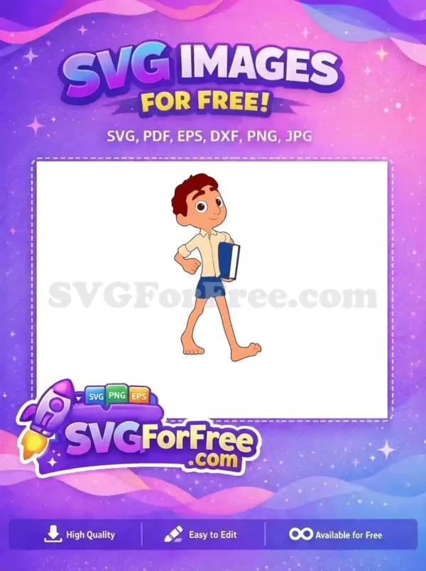 Free Smiling Brunette Free Book Holding Luca Free SVG