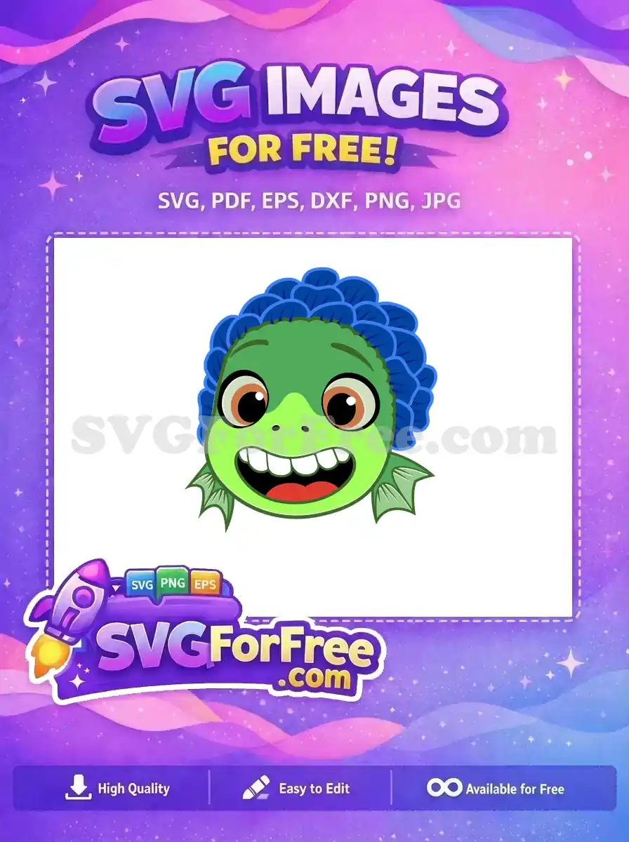 Free Smiling Luca Face Free Blue Hair Luca Free SVG