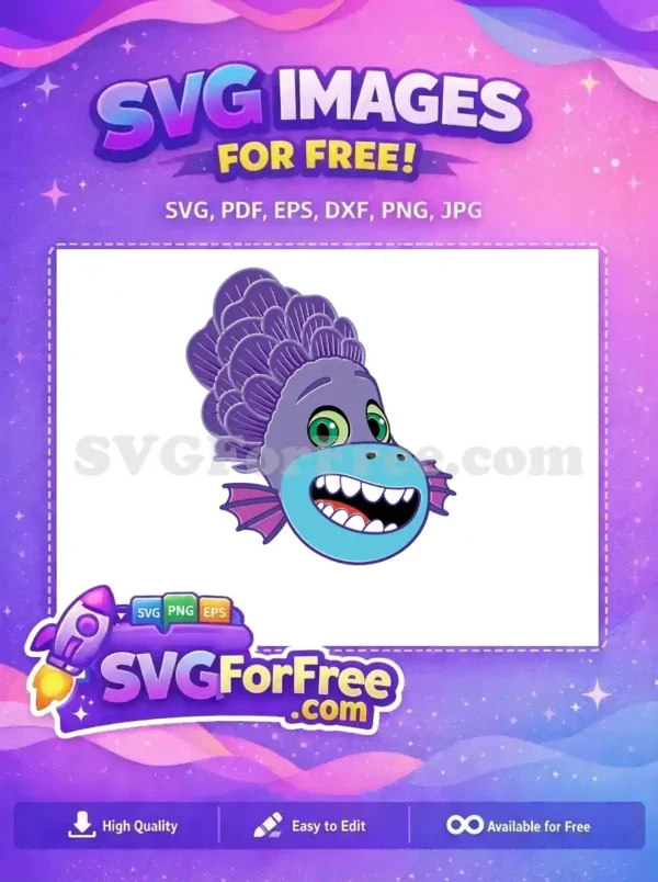 Free Purple Luca Big Smile Free Sea Monster Luca Free SVG